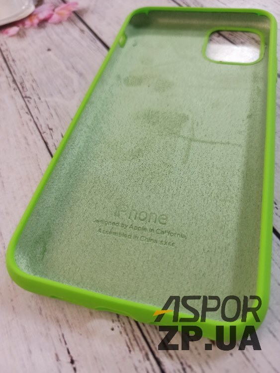 Накладка (з мікрофіброю) Silk Original Full Cover для iPhone 11 Pro Max- салатовий — изображение 2