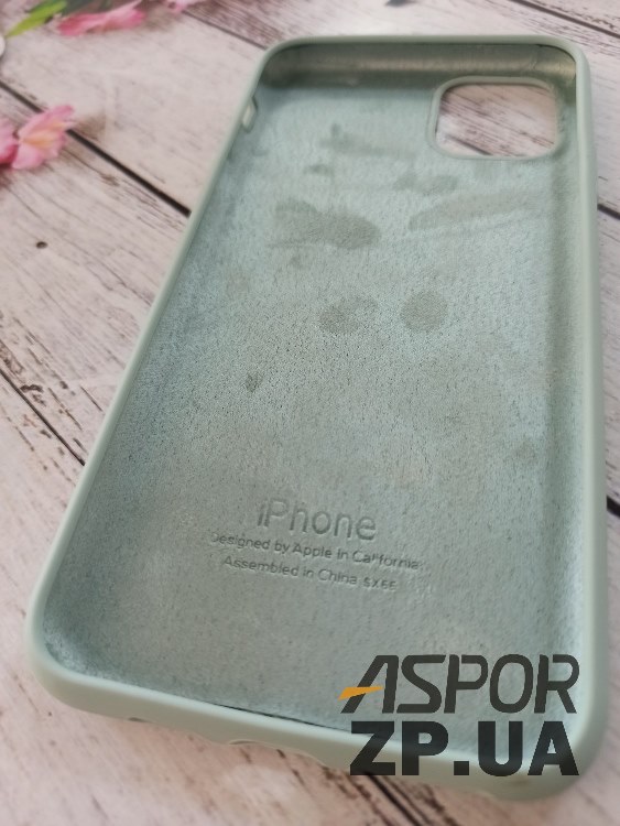 Накладка (з мікрофіброю) Silk Original Full Cover для iPhone 11 Pro Max- №17 блідо- бірюзовий — изображение 2