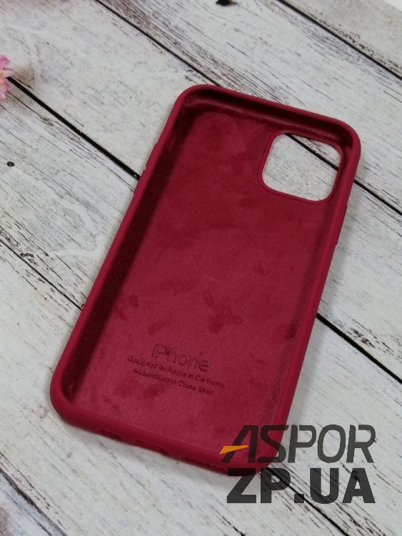 Накладка (з мікрофіброю) Silk Original Full Cover для iPhone 11 Pro- №35 світло- бордовий — изображение 2