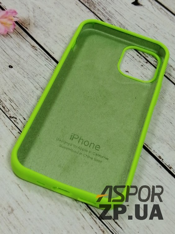 Накладка (з мікрофіброю) Silk Original Full Cover для iPhone 12 mini 5.4`- №40 світло- салатовий — изображение 2