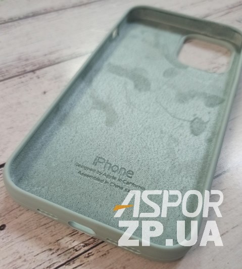Накладка (з мікрофіброю) Silk Original Full Cover для iPhone 12 Pro Max 6.7`- №17 блідо- бірюзовий — изображение 2