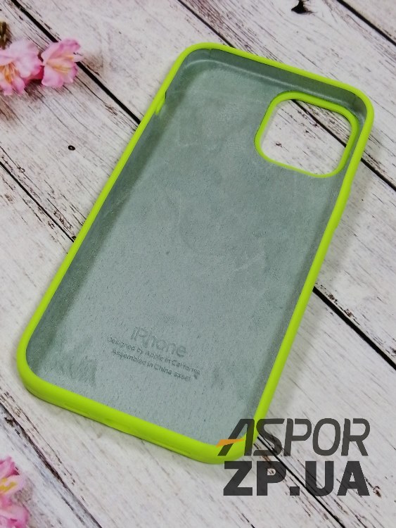 Накладка (з мікрофіброю) Silk Original Full Cover для iPhone 12 Pro Max 6.7`- №40 світло- салатовий — изображение 2