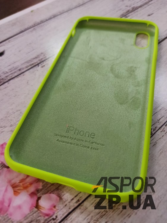 Накладка (з мікрофіброю) Silk Original Full Cover для iPhone XS Max- №40 світло- салатовий — изображение 2