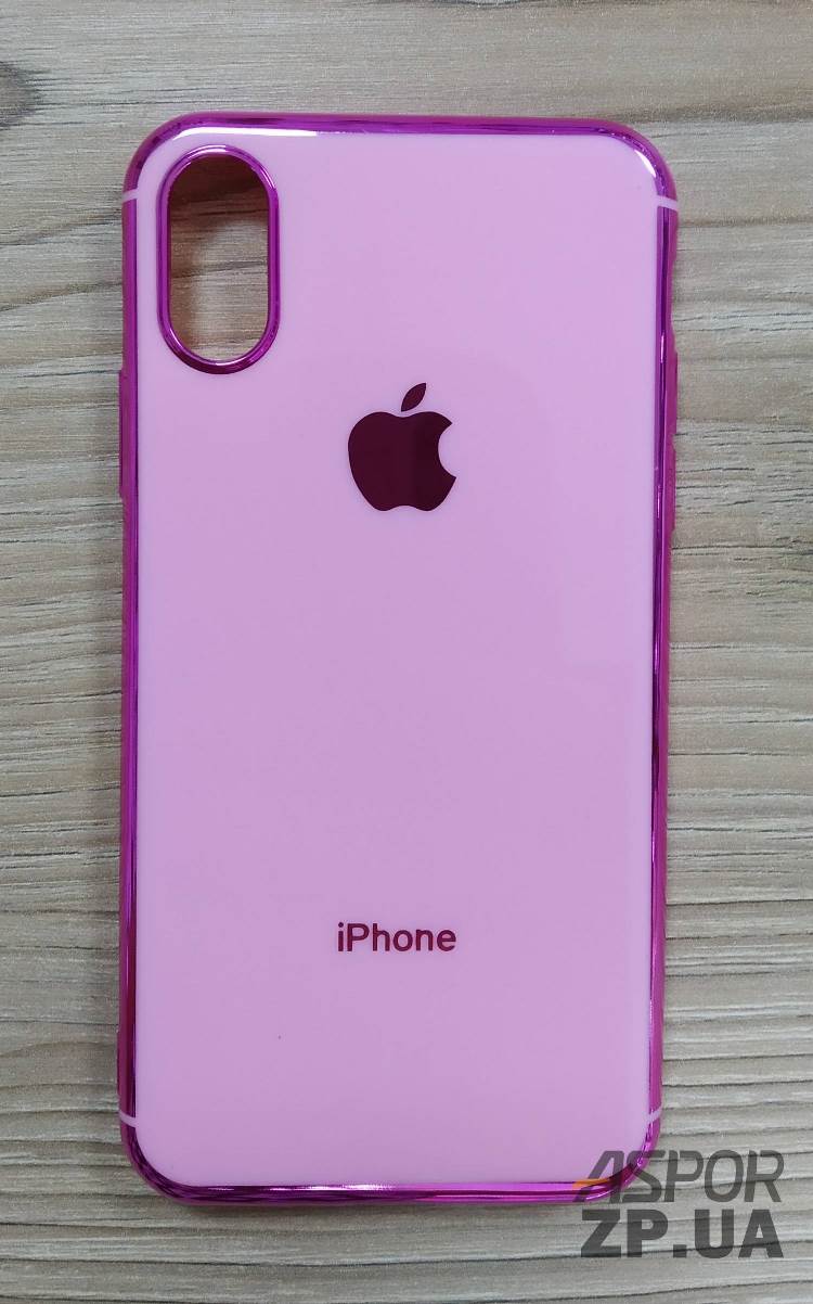 Накладка кольорова з окантовкою для iPhone X/XS- рожевий