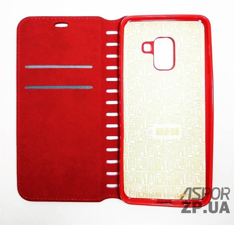 Чохол-книжка Leather Folio для Samsung A8 2018/A530- червоний — изображение 2