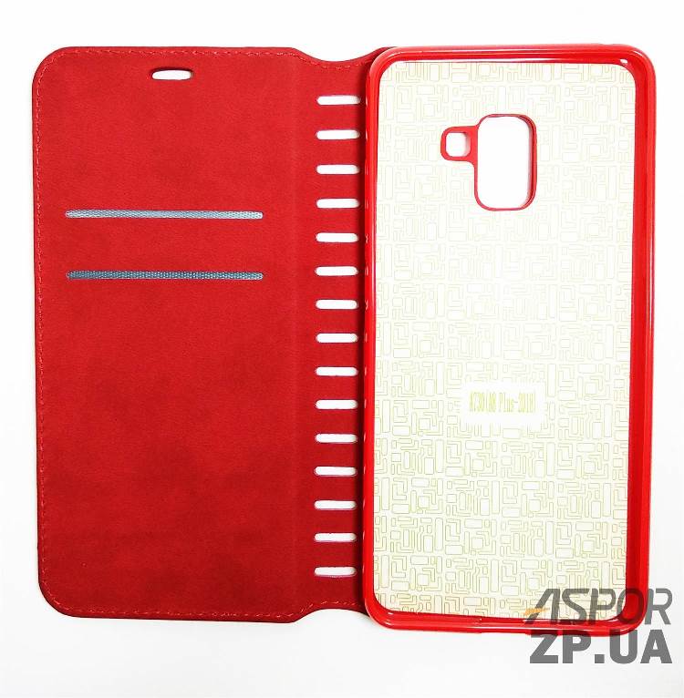 Чохол-книжка Leather Folio для Samsung A8 Plus/A730- червоний — изображение 2