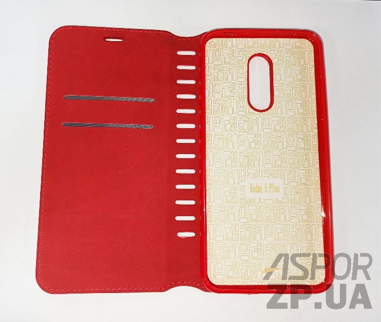 Чохол-книжка Leather Folio для Xiaomi Redmi 5 Plus- червоний — изображение 2
