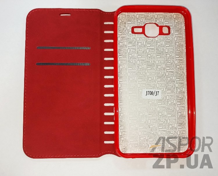 Чохол-книжка Leather Folio для Samsung J700/J7 2015- червоний — изображение 2