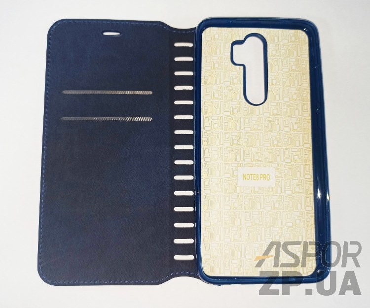 Чохол-книжка Leather Folio для Xiaomi Redmi Note 8 Pro- синій — изображение 2