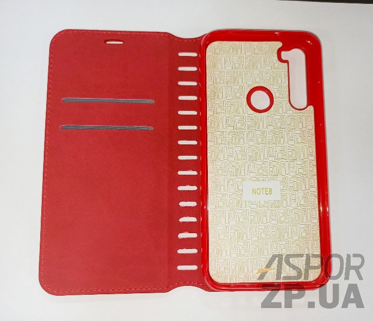 Чохол-книжка Leather Folio для Xiaomi Redmi Note 8- червоний — изображение 2