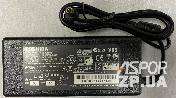 Блок живлення для ноутбука Toshiba 15V/6A (6.36 * 3.0) без мережевого кабелю — изображение 2