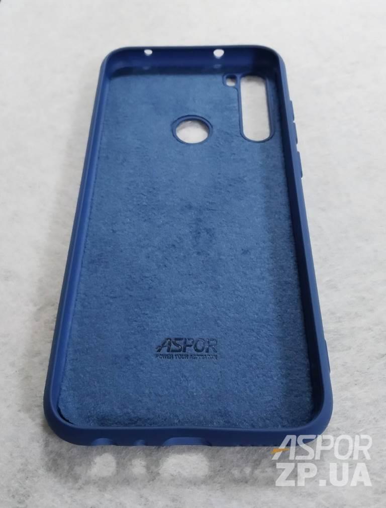 Накладка (з мікрофіброю) Aspor Silicone Full для Xiaomi Redmi Note 8- синій — изображение 2