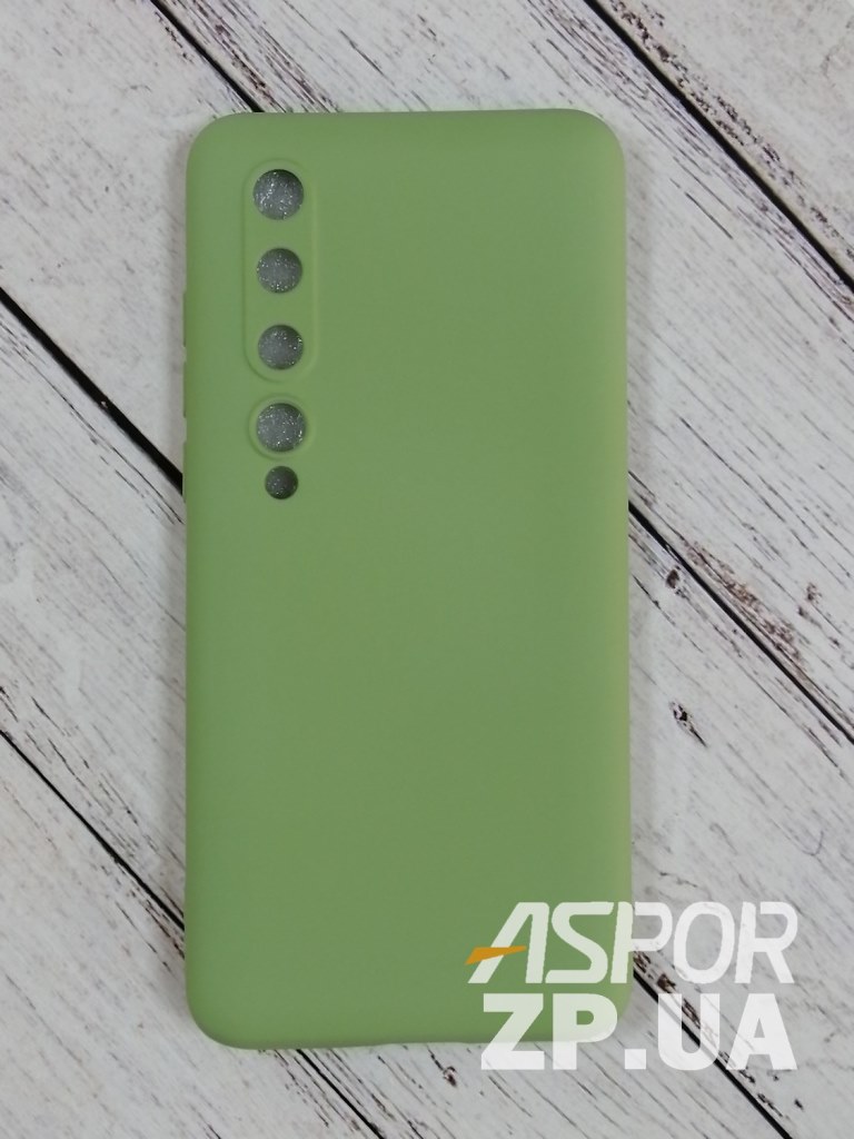 Накладка (з мікрофіброю) Aspor Silicone Full для Xiaomi Mi 10/Mi 10 Pro- салатовий