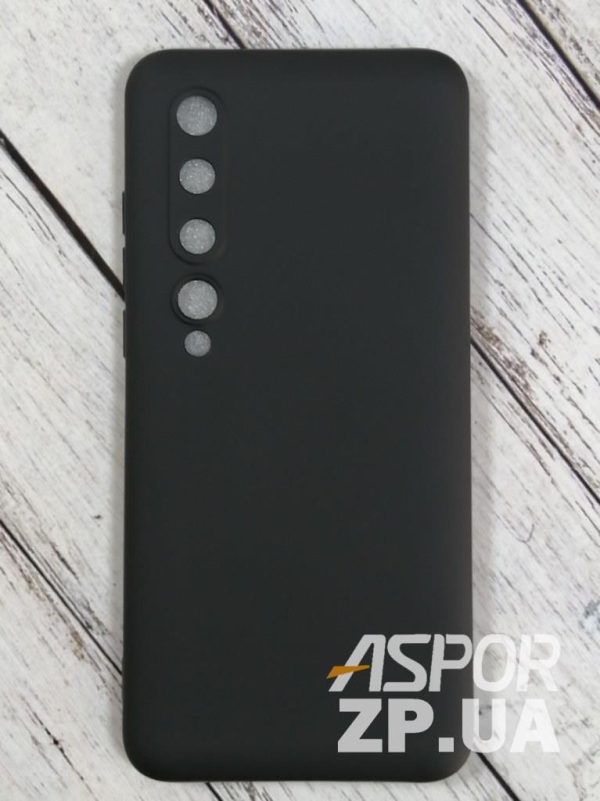 Накладка (з мікрофіброю) Aspor Silicone Full для Xiaomi Mi 10/Mi 10 Pro- чорний