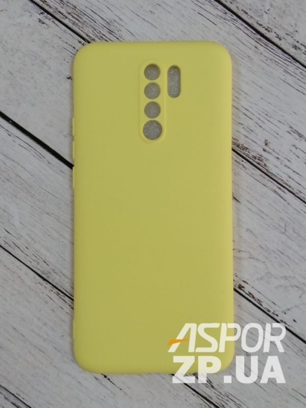Накладка (з мікрофіброю) Aspor Silicone Full для Xiaomi Redmi 9- жовтий