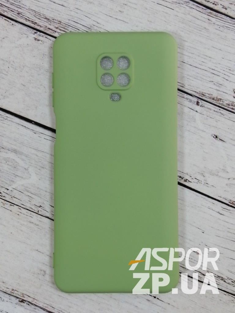 Накладка (з мікрофіброю) Aspor Silicone Full для Xiaomi Redmi Note 9S/Note 9 Pro- салатовий