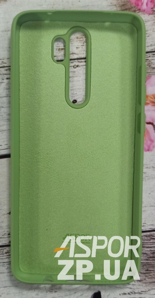 Накладка (з мікрофіброю) Aspor Silicone Full для Xiaomi Redmi Note 9S/Note 9 Pro- салатовий — изображение 2