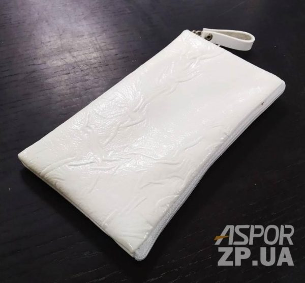 Чохол-сумка універсальний Aspor змійка від 2.4` (135*70мм)- лак білий жатий