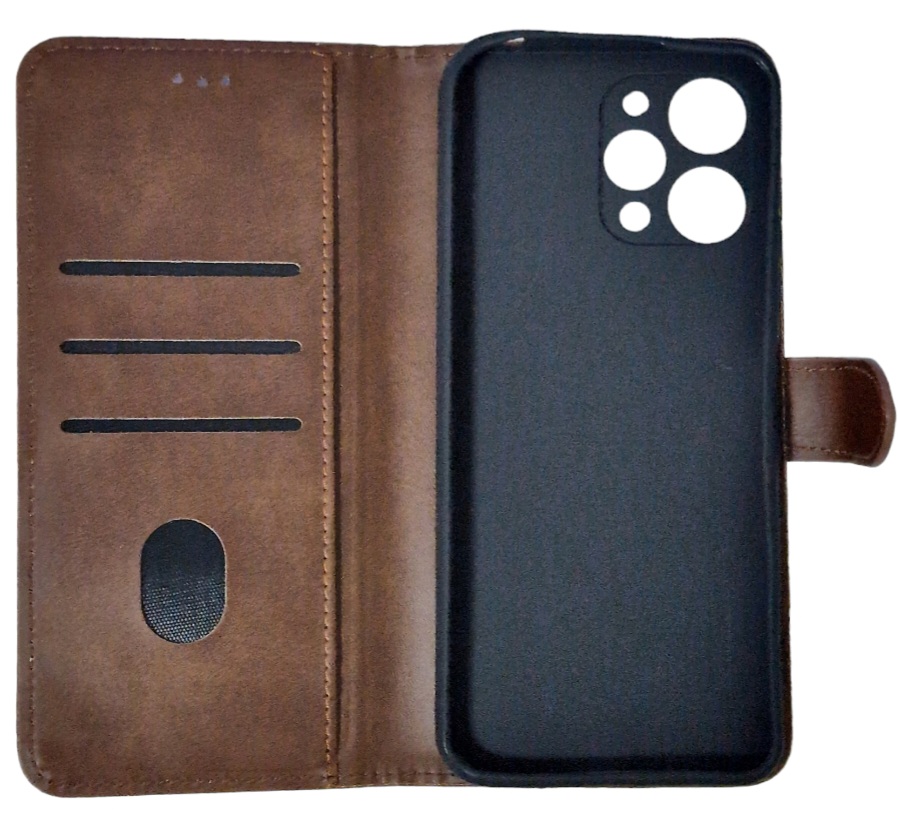 Чохол-книжка Leather Folio New для Xiaomi Redmi Note 12R (магнітна застібка)- коричневий — изображение 2
