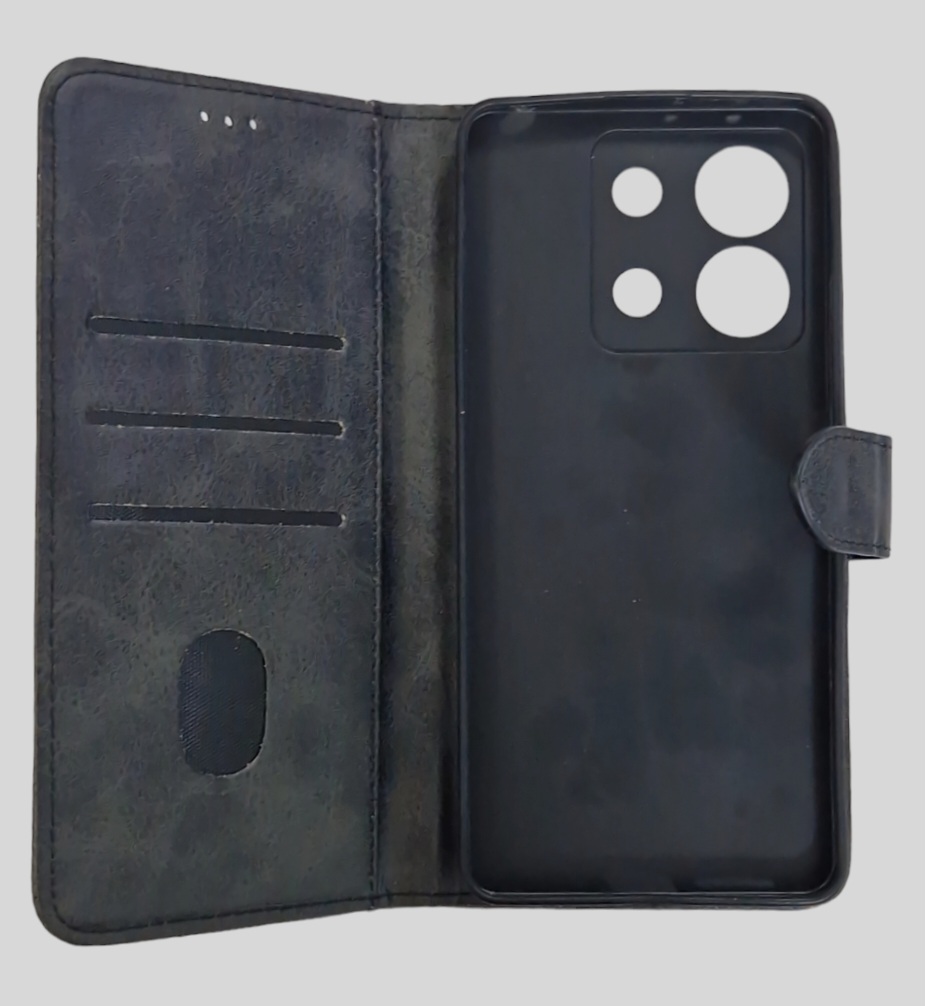 Чохол-книжка Leather Folio New для Xiaomi Redmi Note 13 5G (магнітна застібка)- чорний — изображение 2
