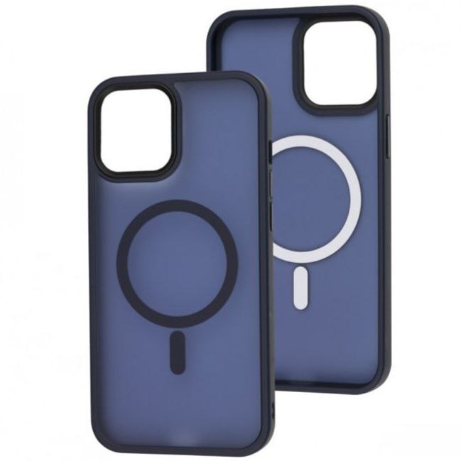 Накладка Matte Color with Magnetic для iPhone 12 Pro / 12- темно-синій