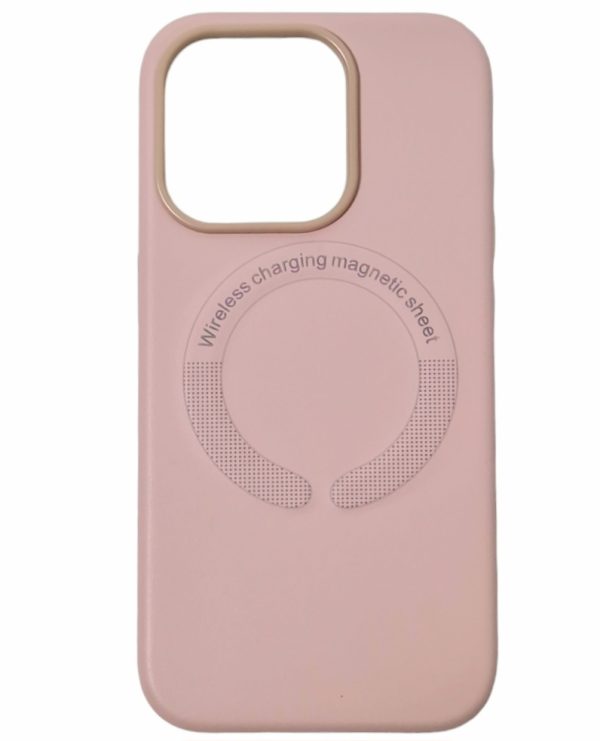 Накладка Leather with Magnetic iPhone 12 Pro / 12- рожевий пісок