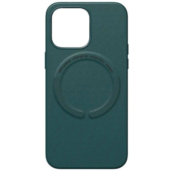 Накладка Leather with Magnetic iPhone 12 Pro / 12- сосново-зелений