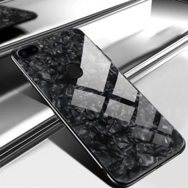 Накладка Marble Glass для Huawei Honor Play- чорний