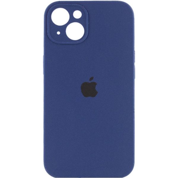Накладка (з мікрофіброю) Silicon Case Full Camera для iPhone 12 (6.1)- нічний синій