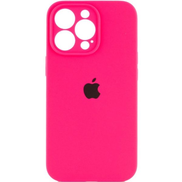 Накладка (з мікрофіброю) Silicon Case Full Camera для iPhone 12 Pro (6.1)- яскраво-рожевий