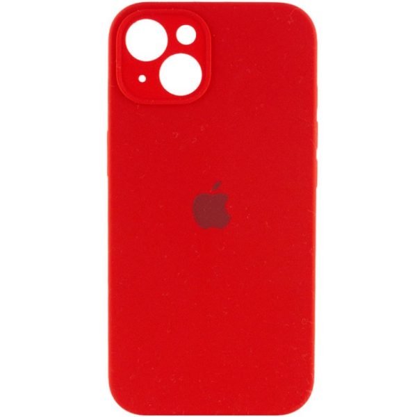 Накладка (з мікрофіброю) Silicon Case Full Camera для iPhone 14 (6.1)- червоний