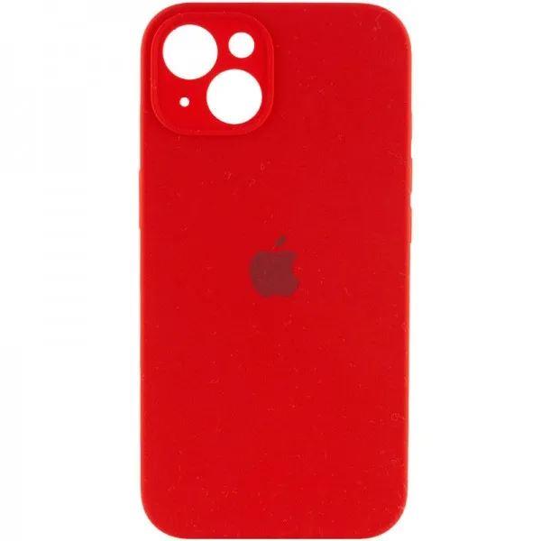 Накладка (з мікрофіброю) Silicon Case Full Camera для iPhone 15 Plus (6.7)- темно-червоний