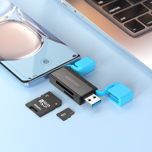 Картрідер (Card Reader) Borofone DH9 Wisdom 2-in-1 USB/Type-C 3.0 — изображение 3