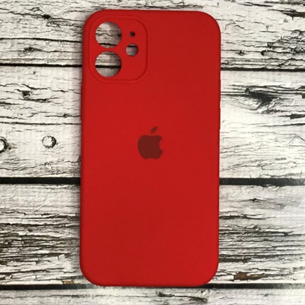 Накладка (з мікрофіброю) Silicon Case Full Camera для iPhone 12 mini (5.4)- червоний