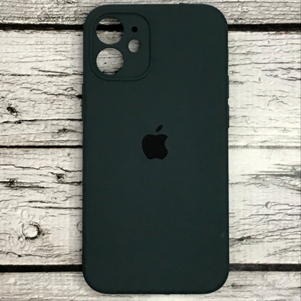 Накладка (з мікрофіброю) Silicon Case Full Camera для iPhone 12 mini (5.4)- темно- зелений