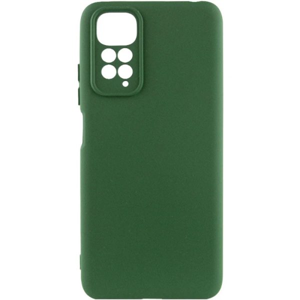 Накладка (з мікрофіброю) GETMAN Liquid Silk Full Camera для Xiaomi Redmi Note 11 4G / Note 11S- темно-зелений