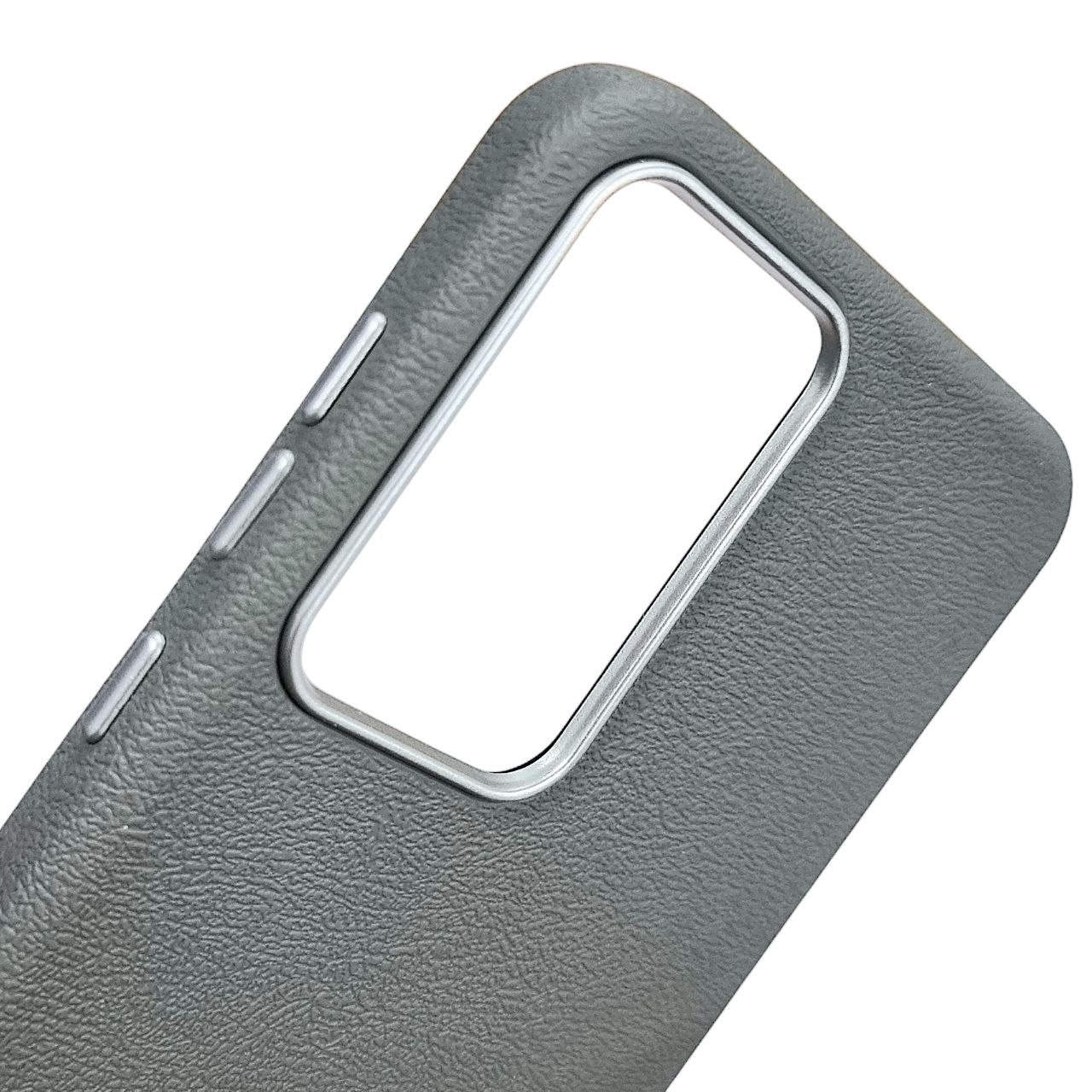 Накладка (з мікрофіброю) Leather Case Metal Buttons для Samsung S24 Plus / Samsung S25 Plus- сірий — изображение 2