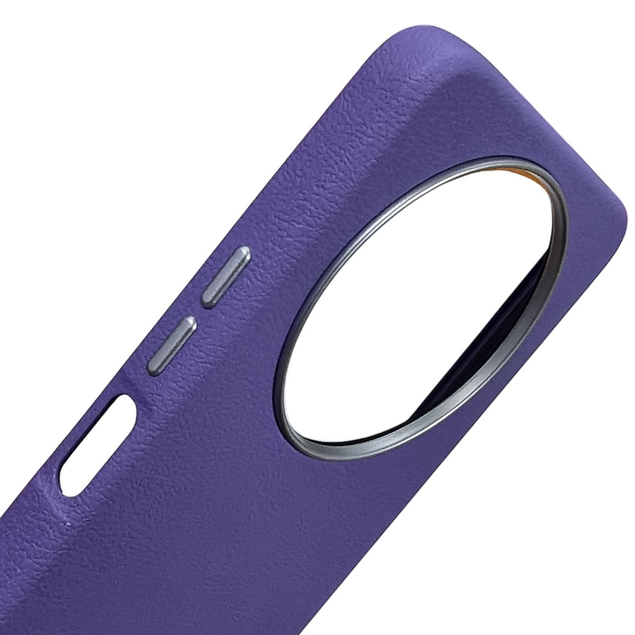 Накладка (з мікрофіброю) Leather Case Metal Buttons для Xiaomi Redmi A3- бузковий — изображение 2