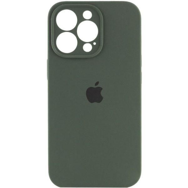 Накладка (з мікрофіброю) Silicon Case Full Camera для iPhone 13 Pro Max (6.7)- темно-зелений