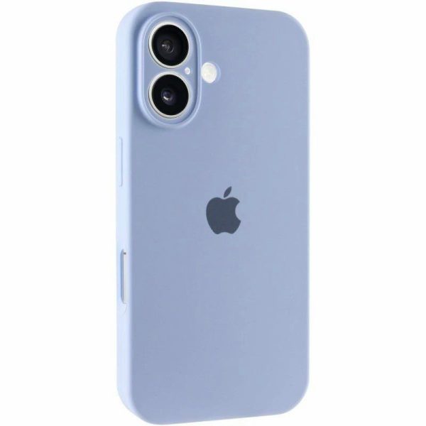 Накладка (з мікрофіброю) Silicon Case Full Camera для iPhone 16- бузково блакитний