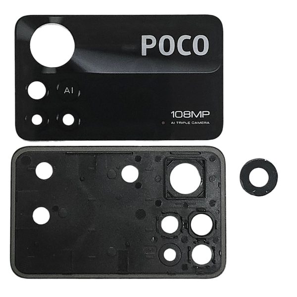 Скло камери для Xiaomi Poco X4 Pro 5G with frame (комплект) Black