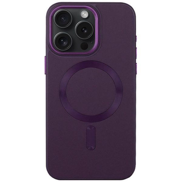 Накладка шкіряна Bonbon Leather Metal Style with Magnetic для iPhone 13- фіолетовий