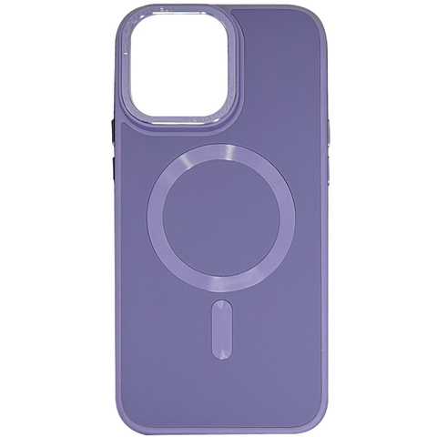 Накладка шкіряна Bonbon Leather Metal Style with Magnetic для iPhone 13 Pro- сіра лаванда