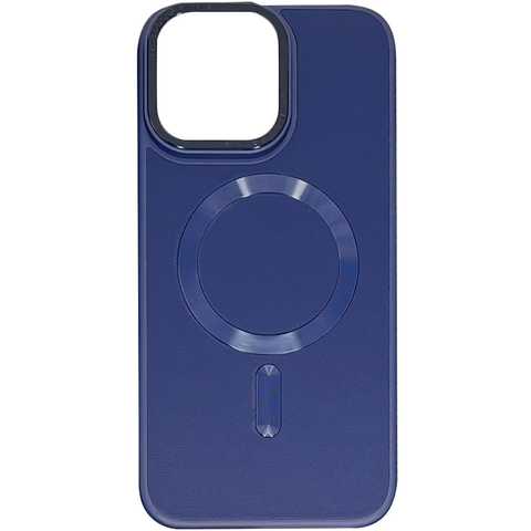 Накладка шкіряна Bonbon Leather Metal Style with Magnetic для iPhone 13 Pro- темно-синій