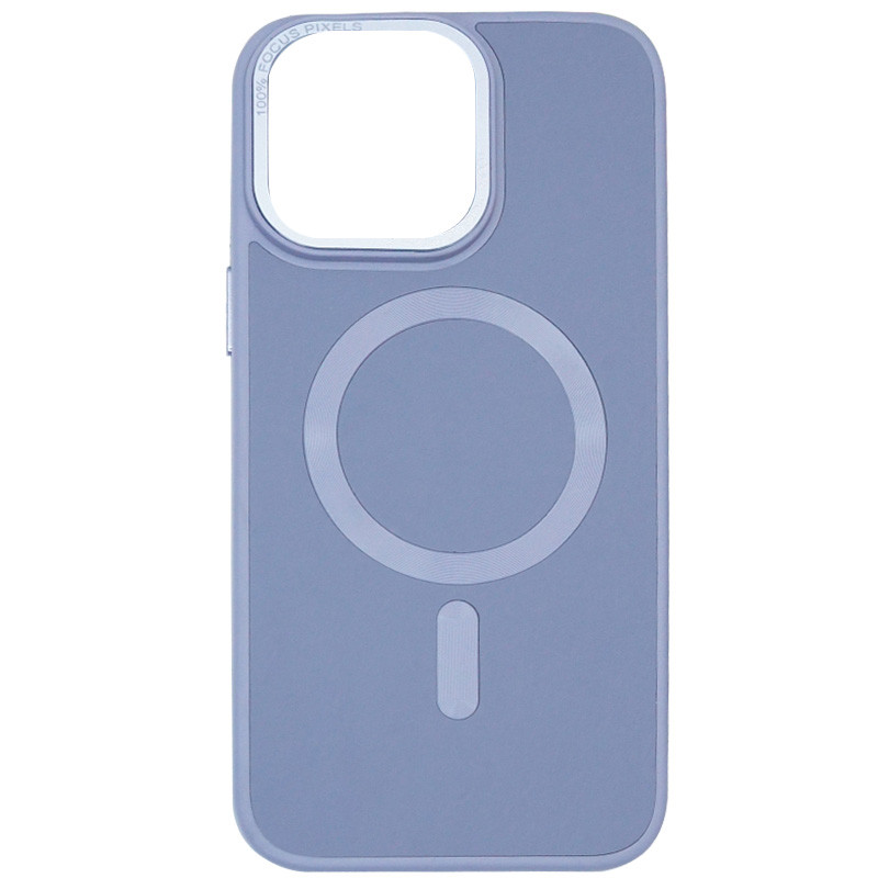 Накладка шкіряна Bonbon Leather Metal Style with Magnetic для iPhone 13- синій туман