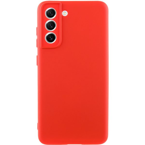 Накладка (з мікрофіброю) GETMAN Liquid Silk Full Camera для Samsung S21 FE- червоний