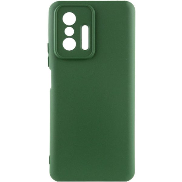 Накладка (з мікрофіброю) Silicone Cover My Color Full Camera для Xiaomi 11T / 11T Pro- темно-зелений