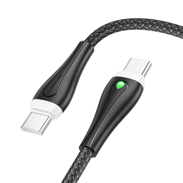 USB-C кабель Borofone BX100 Advantage 60W LED charging indicator 1m Type-C to Type-C- чорний