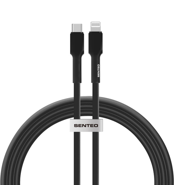 USB-C кабель Senteo SL-03 Silica Gel 20W Type-C to Lightning 1м- чорний
