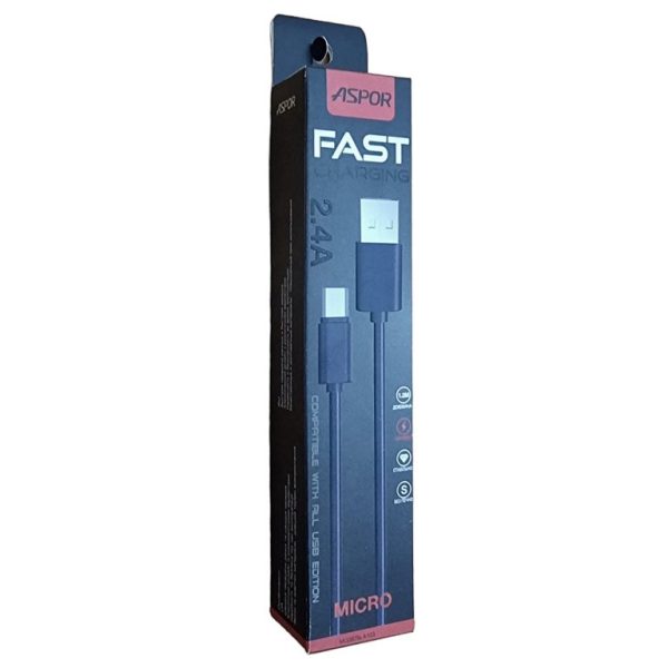 USB кабель Aspor A103 Micro Econom пак 2.1A/1.2м- чорний